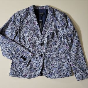 Talbots Women's Lined Navy Floral Blazer
